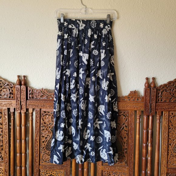 Campus Casuals Black Maxi Midi Elephant Print Skirt - Picture 5 of 8